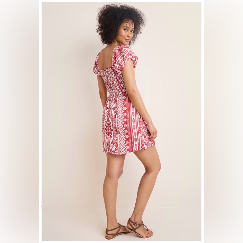 Francesca's Collections Rust Floral Patterned Mini Dress - Picture 3 of 5